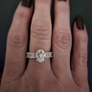 Oval Cut Moissanite Engagement Ring in Sterling Silver